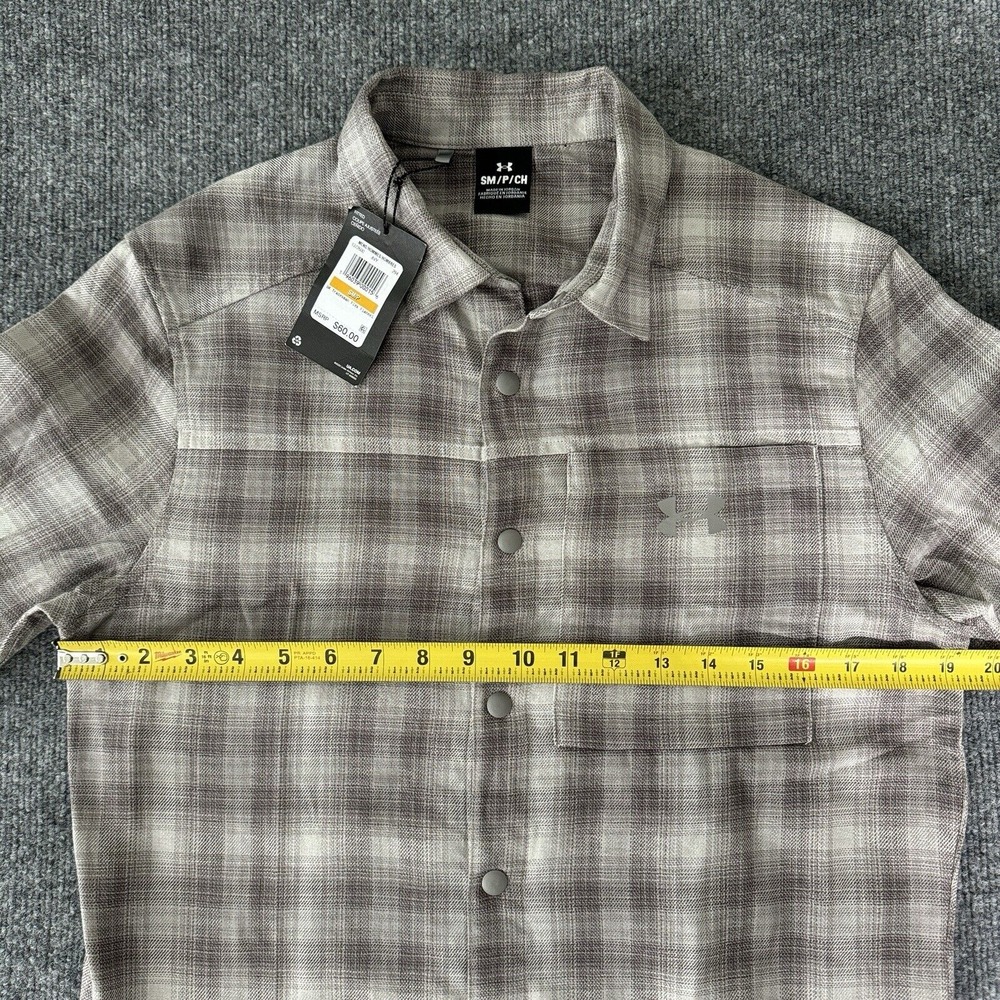 Under Armour Flannel Shirt Mens Small‎  Snap Flex Fitted - Picture 7 of 12